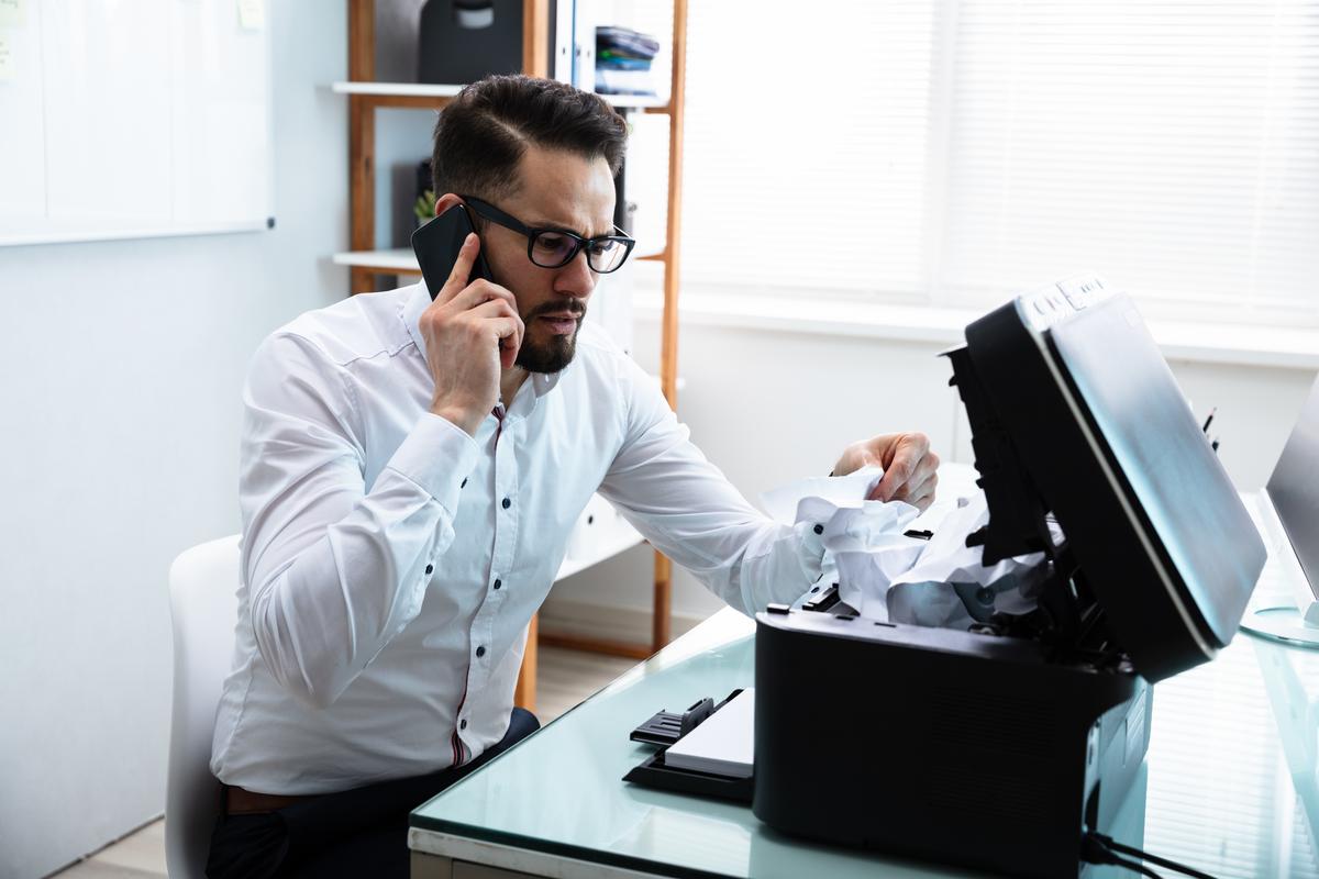 Man having problems with his printer